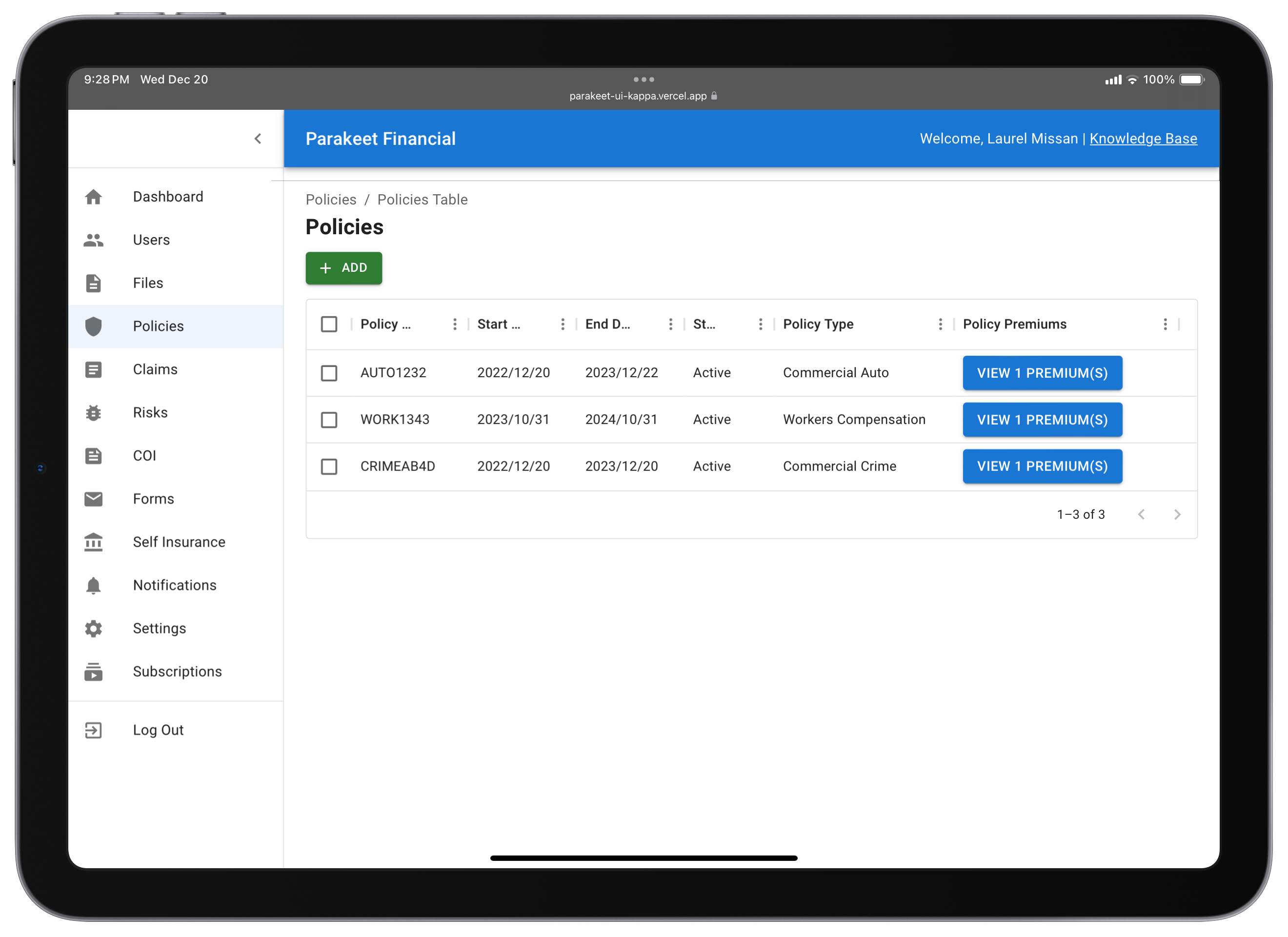Parakeet: Risk Management Platform